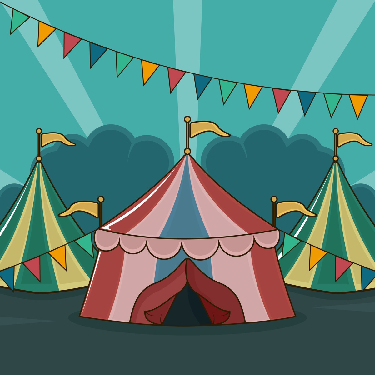 Festival tents and bunting