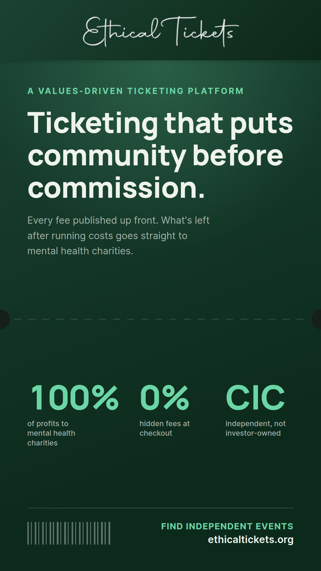 Ethical Tickets — Ticketing that puts community before commission